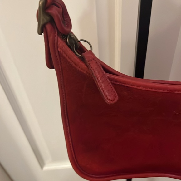 Coach Red Suede Shoulder Bag - Picture 3 of 6